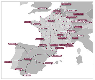 Mientras Europa se articula en tren, las líneas españolas internacionales son sólo ramificaciones desde Madrid
